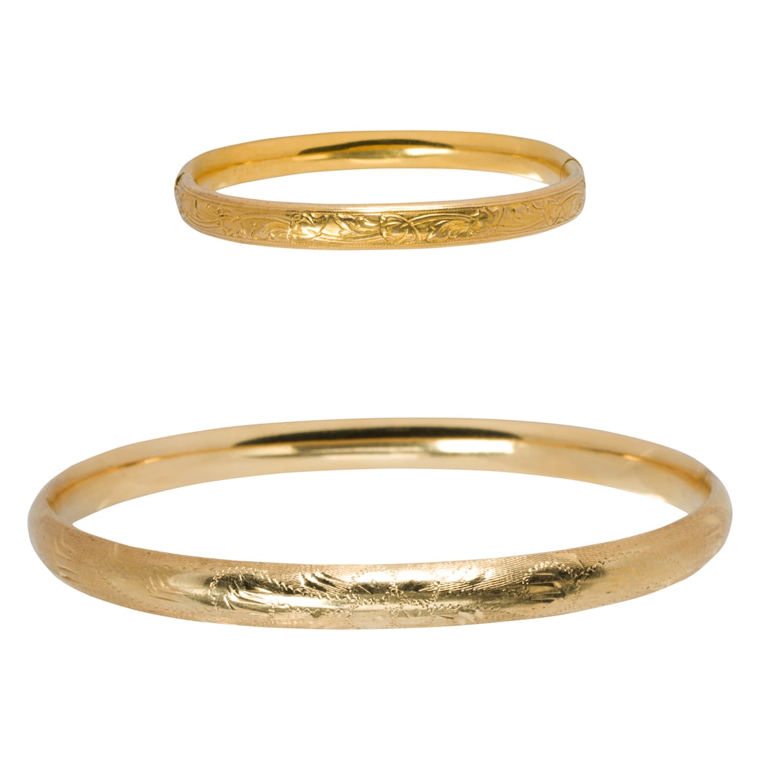 One 14k gold and one gold-filled bangle bracelet (1 of 3)
