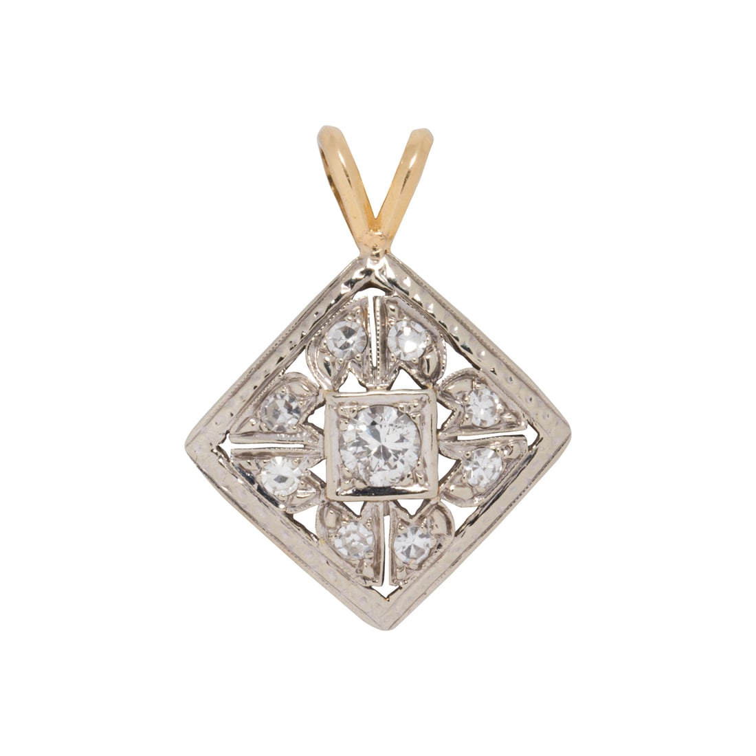 A diamond and 14k bi-color gold pendant (1 of 1)