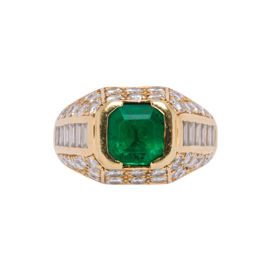 An emerald, diamond, and 18k gold ring (1 of 2)