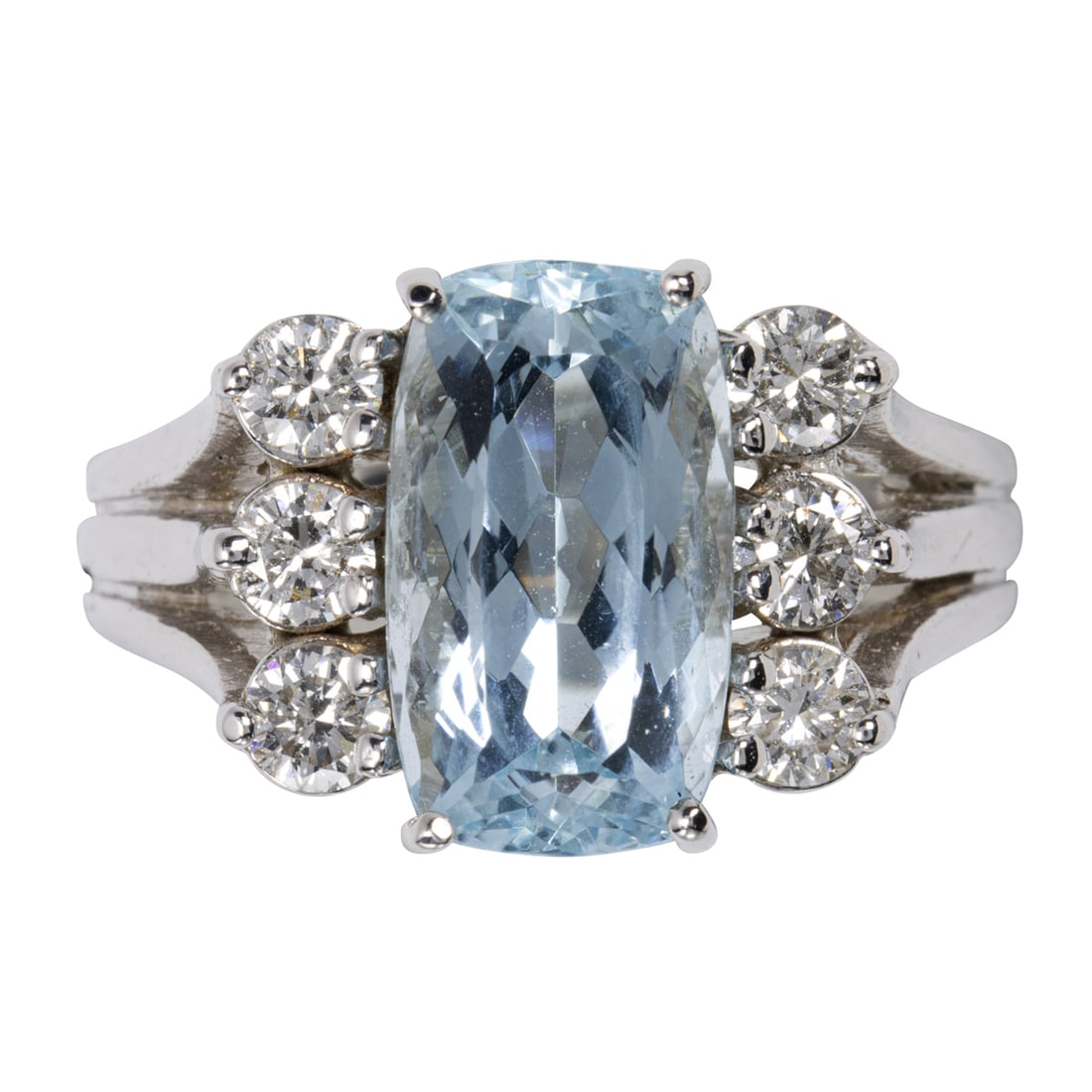 An aquamarine, diamond, and 18k white gold ring (1 of 2)