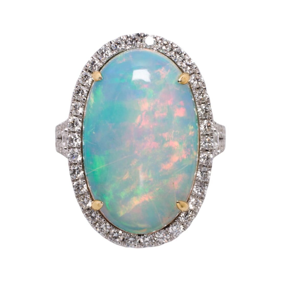 An opal, diamond, and 14k bi-color gold ring (1 of 2)