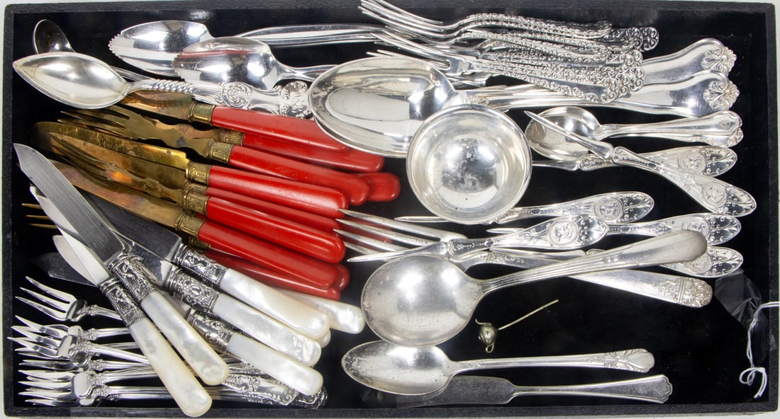 Sixty three Sterling and Silverplate Flatware and Serving Pieces (1 of 1)
