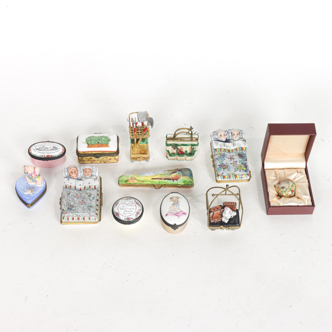 A group of twelve contemporary porcelain and enamel trinket boxes (1 of 1)