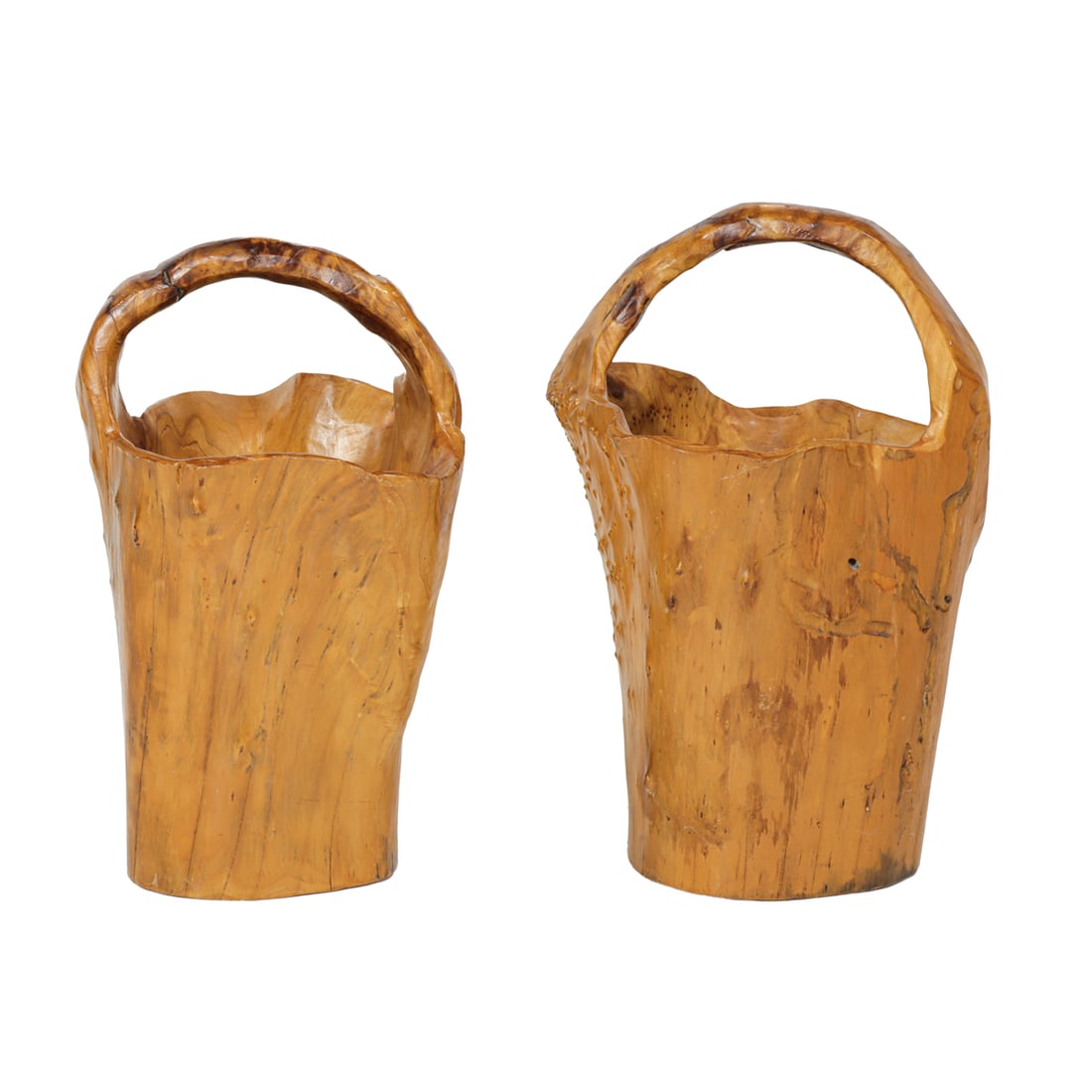 Two carved burlwood baskets (1 of 4)