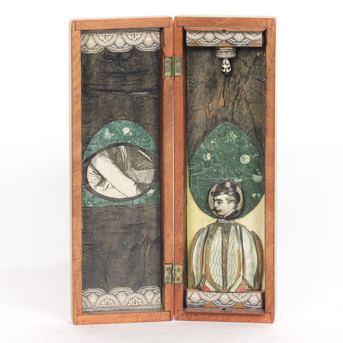 An R. Bagier signed and dated mixed media dyptych: An R. Bagier signed and dated mixed media dyptych, signed and dated 1965 verso, 8.75"h x 5.75"w