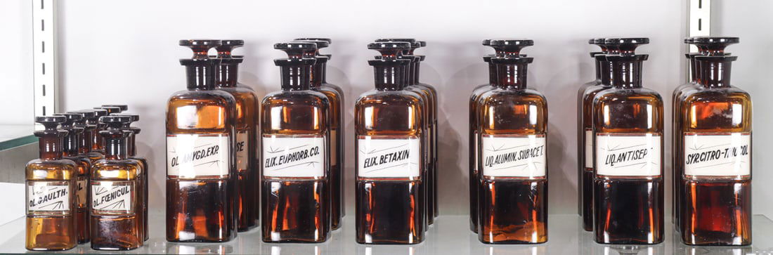 A collection of amber glass apothecary bottles (1 of 1)