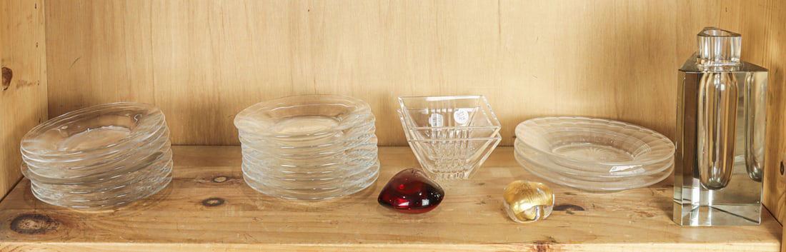 A set of sixteen Baccarat optic glass dessert plates (1 of 1)