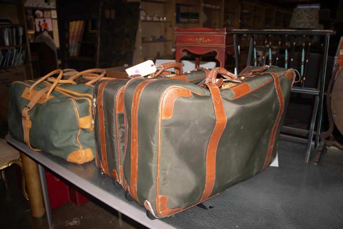 A Louis Vuitton monogram canvas bag and three Asprey & Garrad leather and hunter green canvas bags (1 of 2)