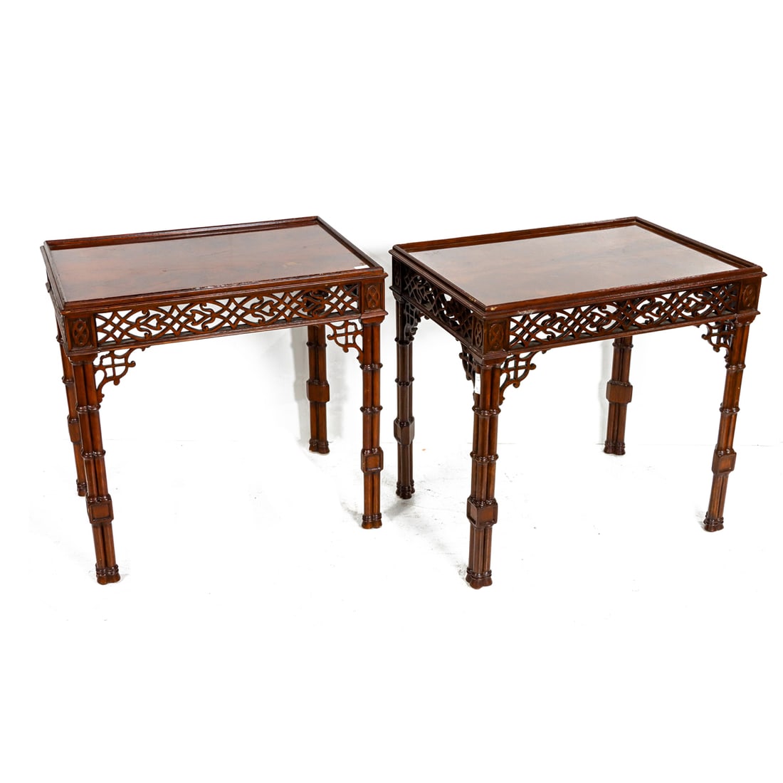 A pair of Williams Sonoma Home side tables in the Chinese Chippendale style (1 of 1)
