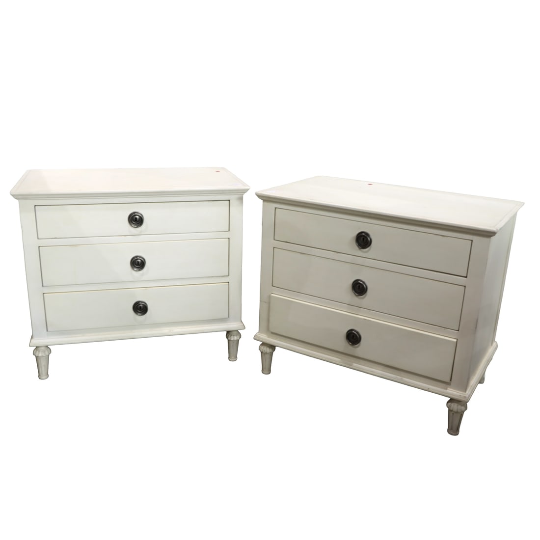 A pair of cream painted three-drawer nightstands (1 of 1)