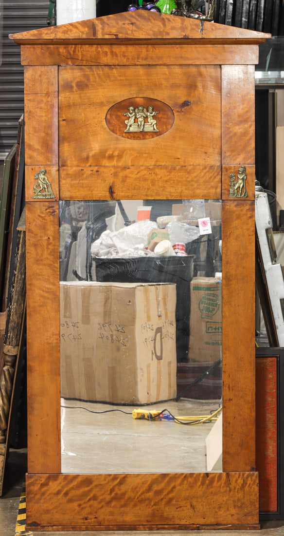 A Biedermeier gilt bronze mounted fruitwood mirror (1 of 1)