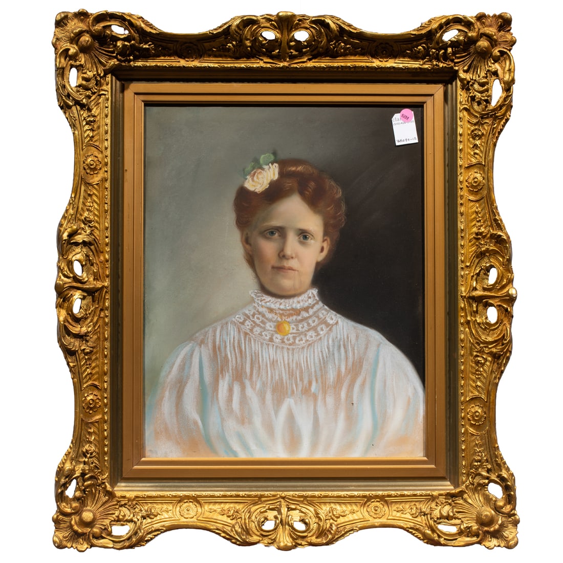 Work on paper, British School (19th century): British School (19th century), Portrait of a Lady, pastel, unsigned, overall (with frame): 29"h x 24.5"w