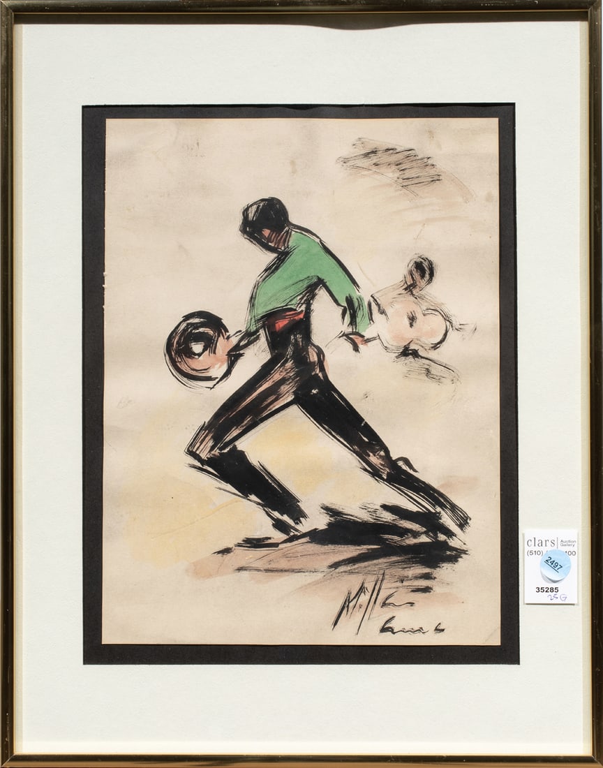 Watercolor, Spanish School (20th century): Spanish School (20th century), Flamenco Musician, watercolor, signed indistinctly lower right, overall (with frame): 18.5"h x 14.5"w