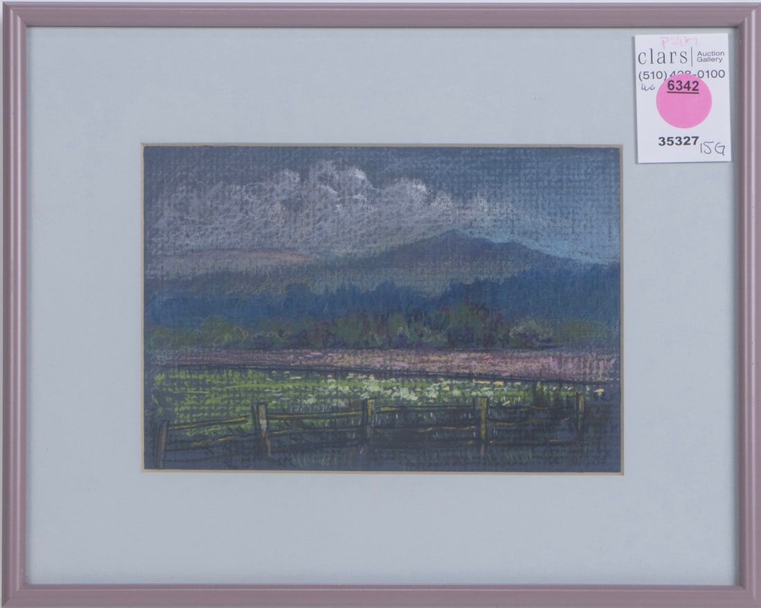 Work on paper, American School (20th century): American School (20th century), "Hovander Farms," pastel on paper, unsigned, titled to label verso, overall (with frame): 8.25"h x 10.25"w