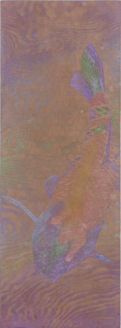 Mixed Media, Maj-Britt Hilstrom: Maj-Britt Hilstrom (American, 1932-2024), "Fiska III," 2007, mixed media on board, signed, titled, and dated verso, board (unframed): 21.5"h x 8"w