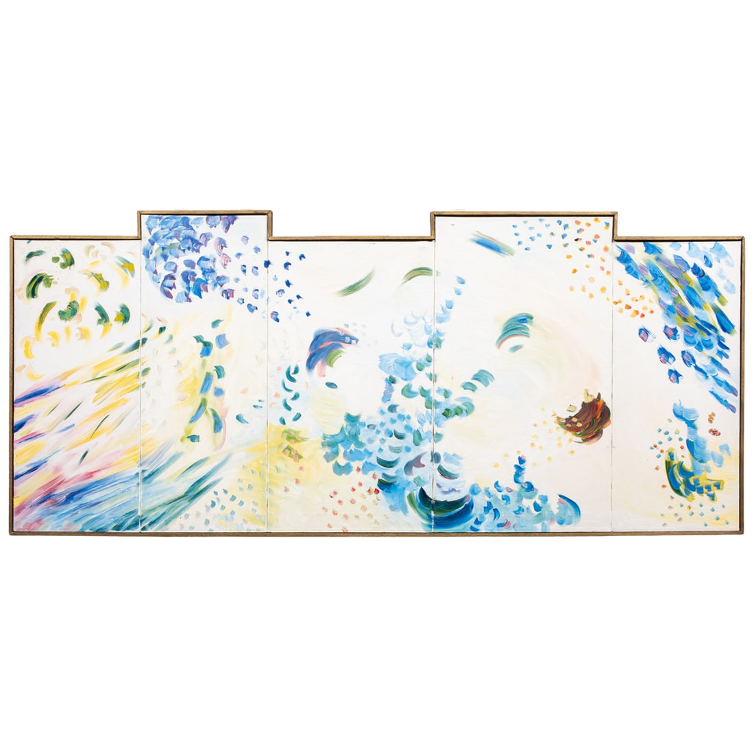 Painting, Gabriel Halevi: Gabriel Halevi (American/Spanish, b. 1944), Untitled, 1980, oil on five canvases, dated and possibly signed verso, overall (with frame, framed together): 25"h x 57"w