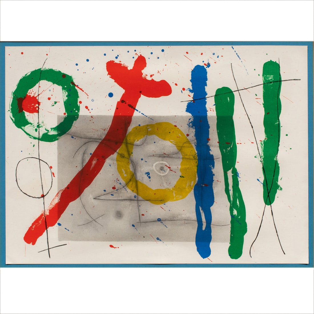Print, After Joan Miro: After Joan Miro (Spanish, 1893-1983), "Derriere Le Miroir," color lithograph, sheet: 10.75"h x 14.75"w, overall (with frame): 17.75"h x 22"w