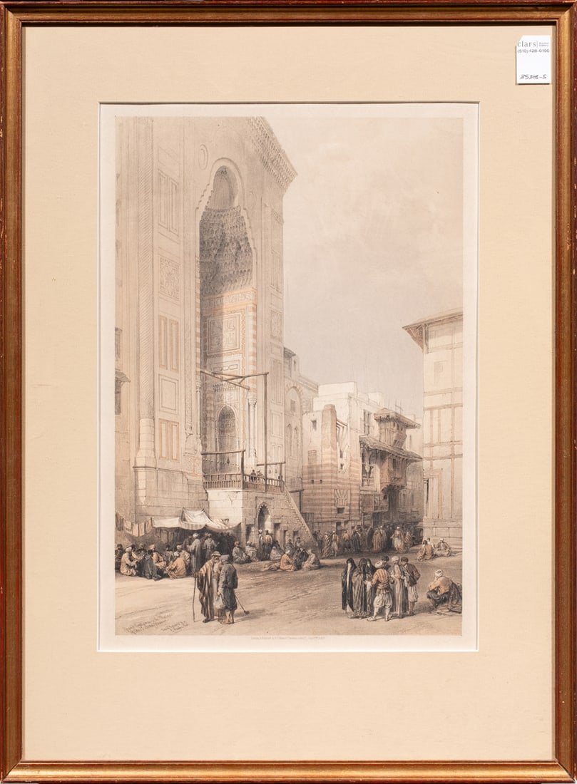 Print, David Roberts: David Roberts (British, 1796-1864), Grand Entrance to the Mosque of Sultan Hassan, lithograph, signed in plate lower right, overall (with frame): 28.5"h x 21"w