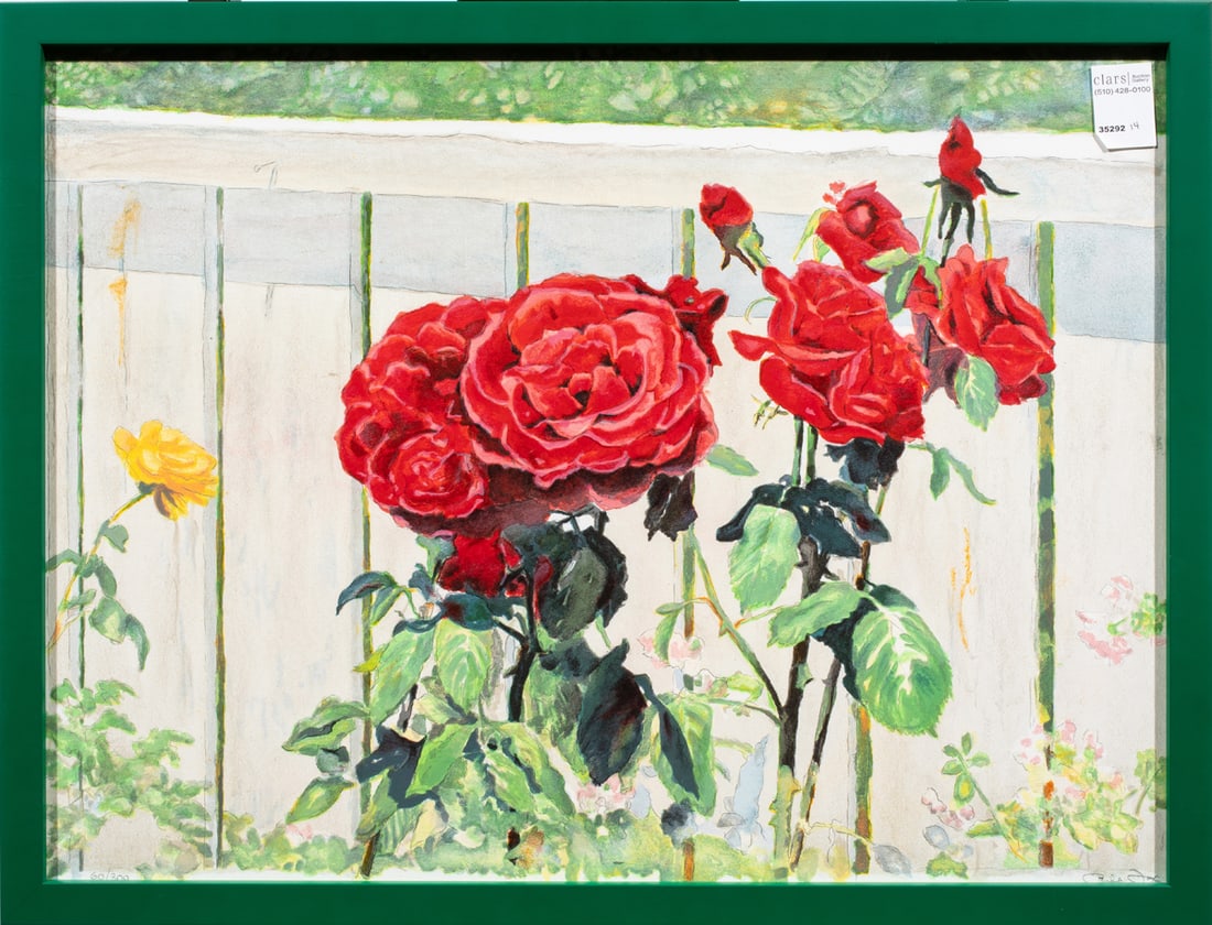 Print, Perla Fox: Perla Fox (American, 20th century), "Roses," lithograph, pencil signed lower right, edition 60/300, overall (with frame): 19.5"h x 25.25"w
