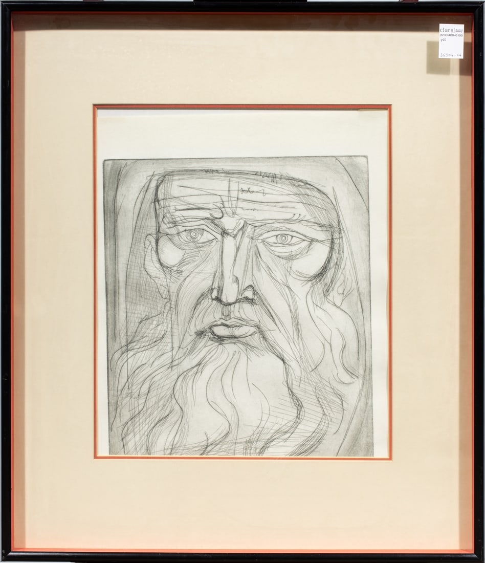 Print, Irving Amen: Irving Amen (American, 1918-2011), Untitled, etching, overall (with frame): 29"h x 24.5"w