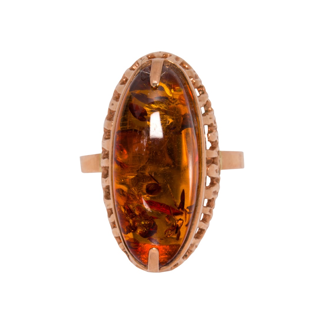 A composite amber and 14k gold ring (1 of 2)