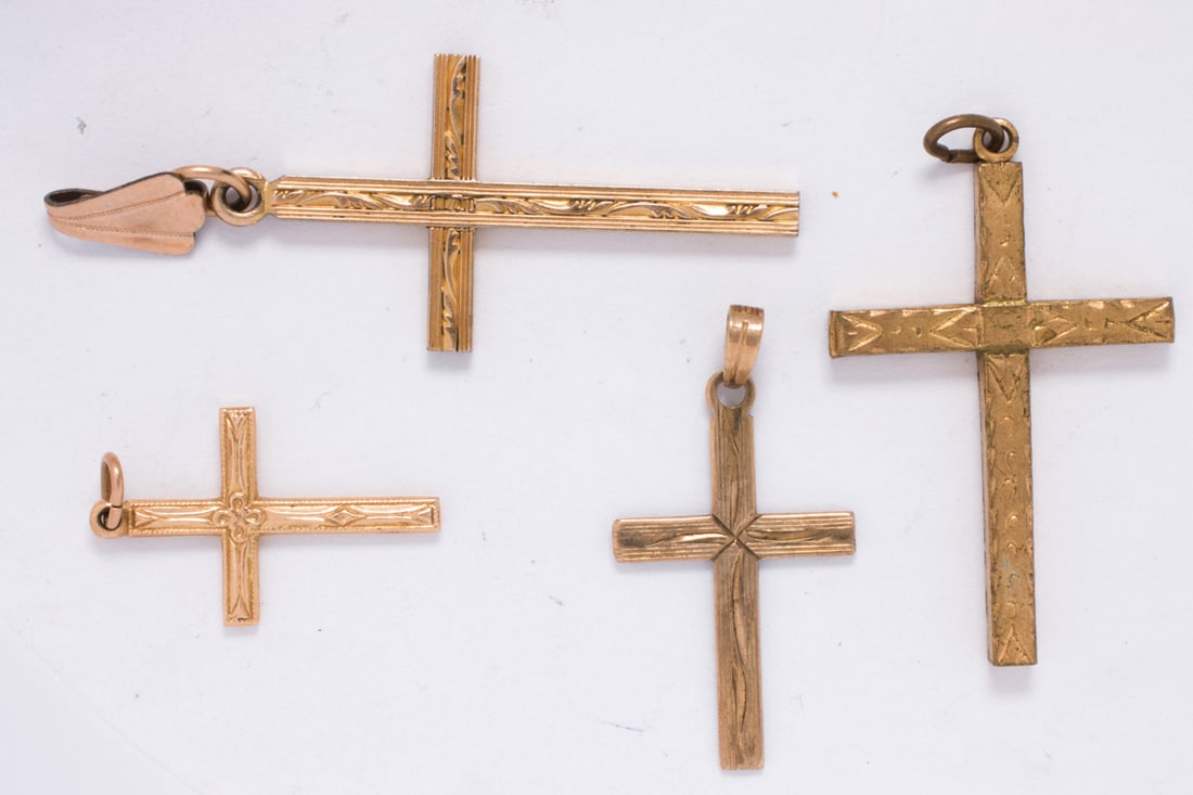 Four 14k, 10k, and gold filled cross pendants (1 of 1)