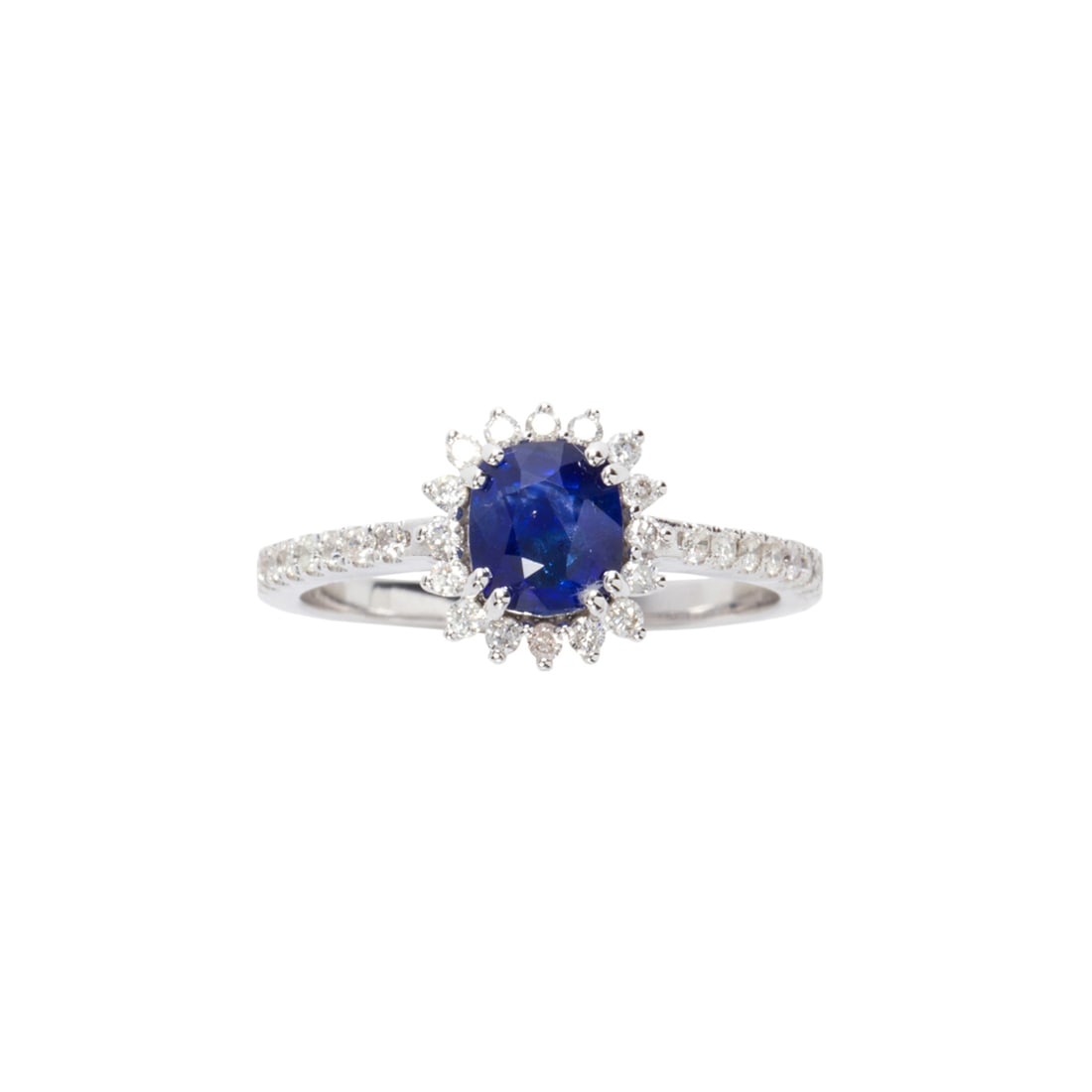 A sapphire, diamond and 14k white gold ring (1 of 2)