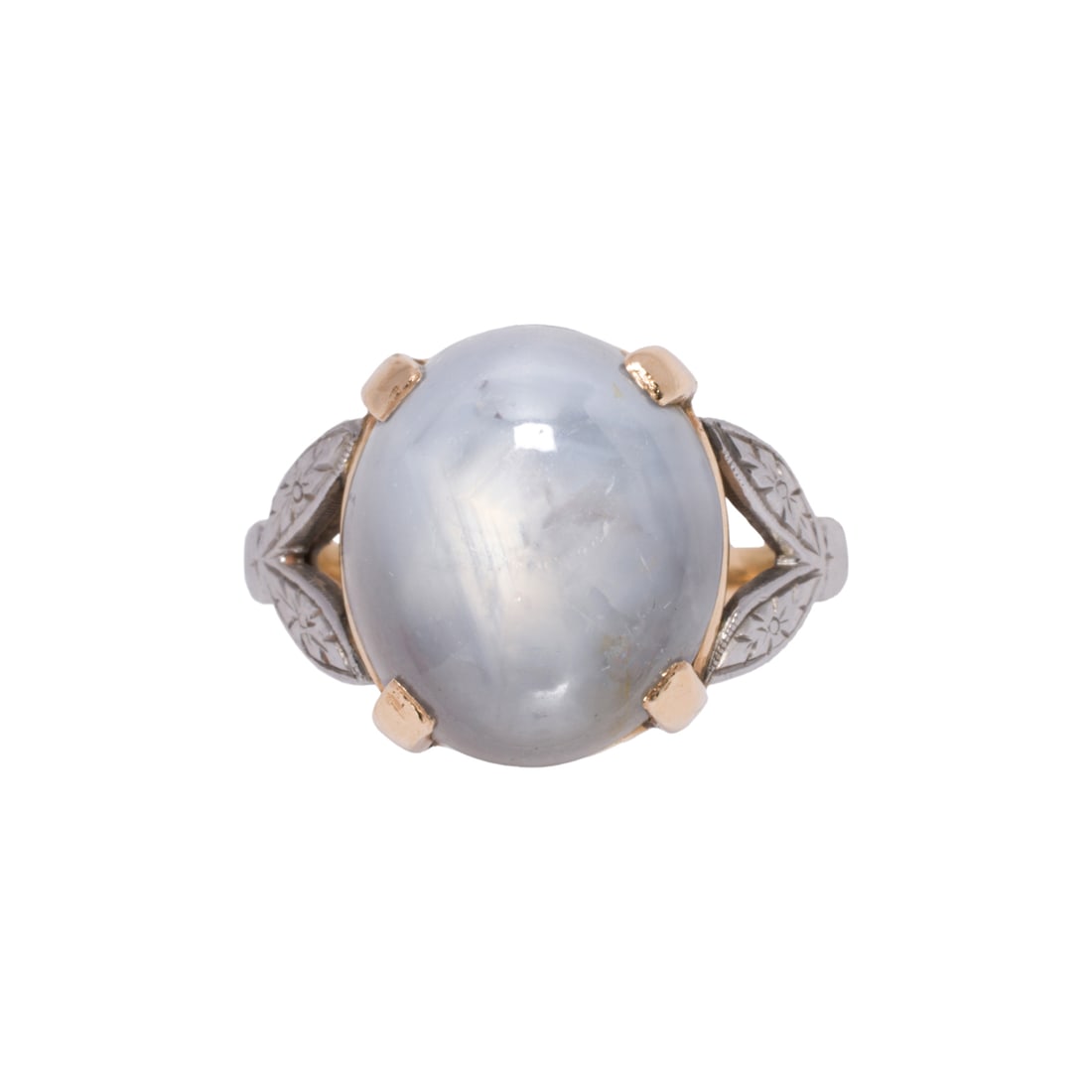 A star-gemstone and 14k bi-color gold ring (1 of 2)