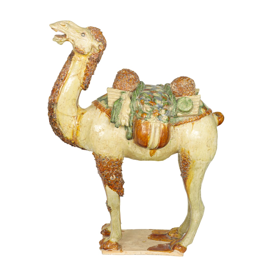 A Chinese sancai glazed figure of a camel (1 of 3)