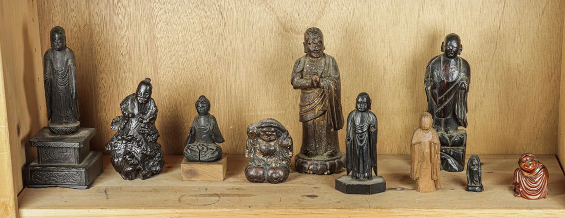 A shelf of Japanese and Chinese wood figures (1 of 1)