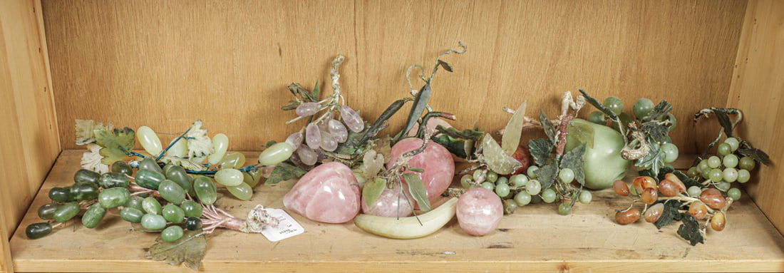 A group of Chinese hardstone fruits. 20th century (1 of 1)