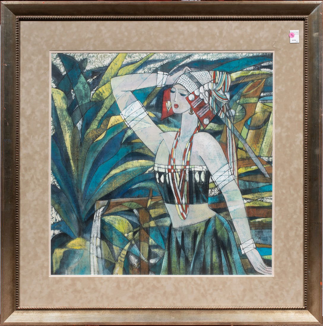 Hao Ping (born 1952) - Spring: Hao Ping (born 1952) - Spring. Acrylic on paper, signed and sealed, framed and glazed, 30.5"h x 30.5"w.