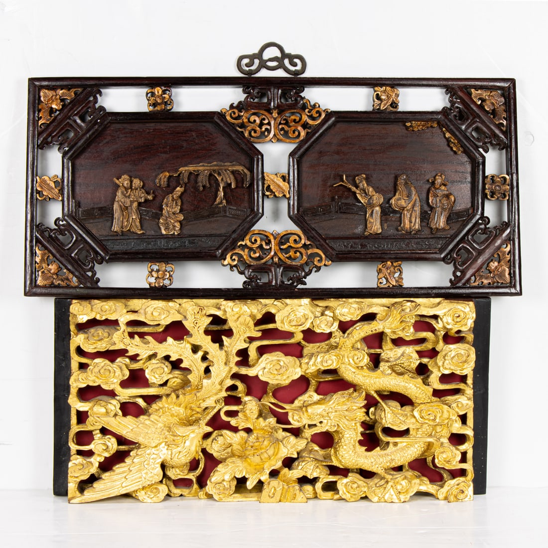 (lot of 2) Chinese gilt lacquered panels (1 of 1)