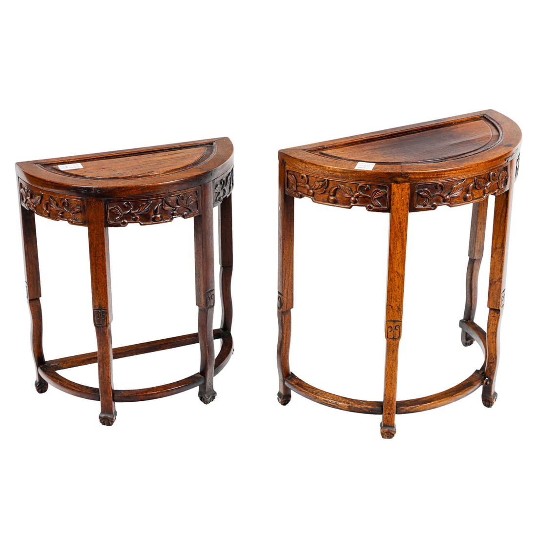 (lot of 2) Chinese hardwood demi-lune nesting tables (1 of 1)