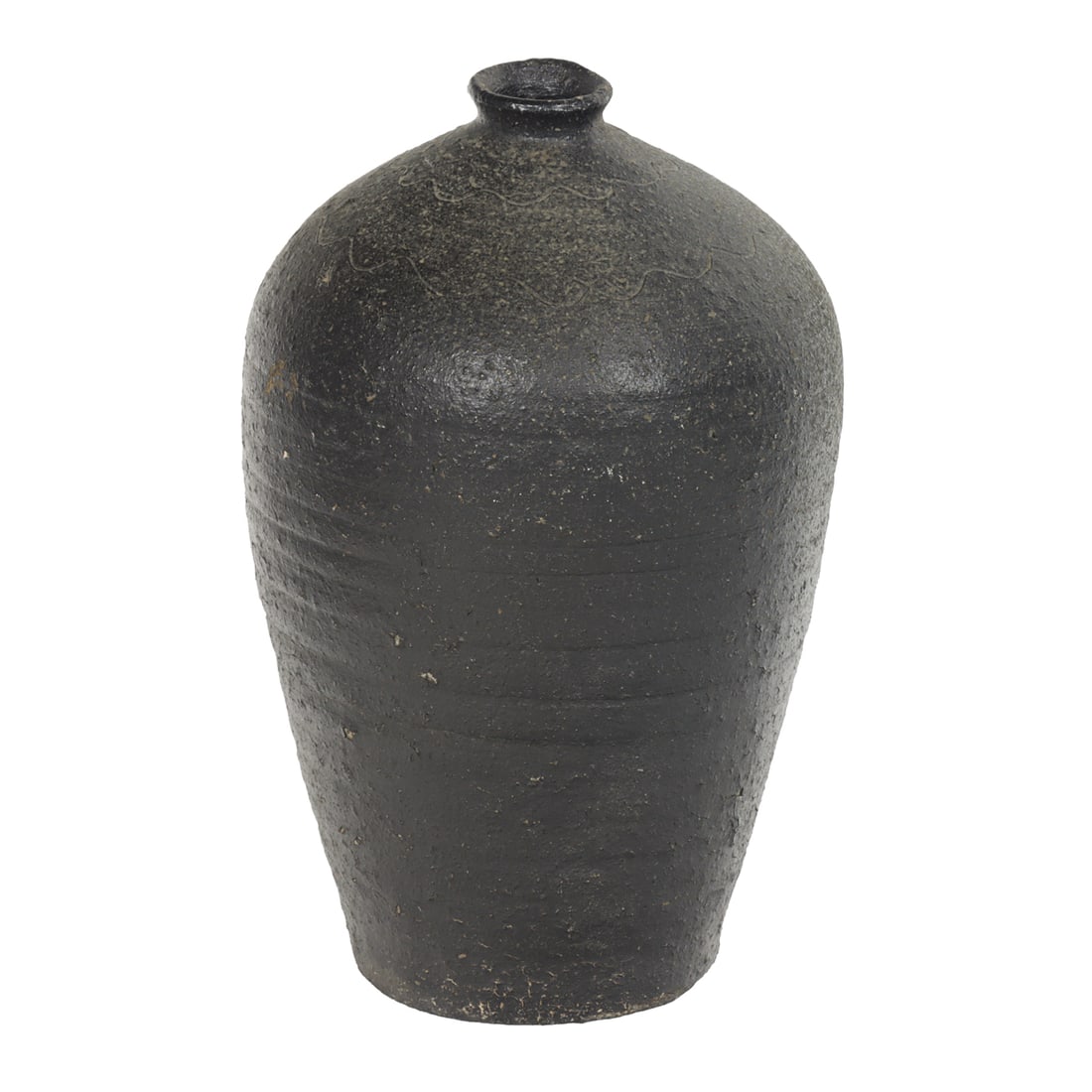 A Korean black stoneware plum shaped vase (1 of 1)