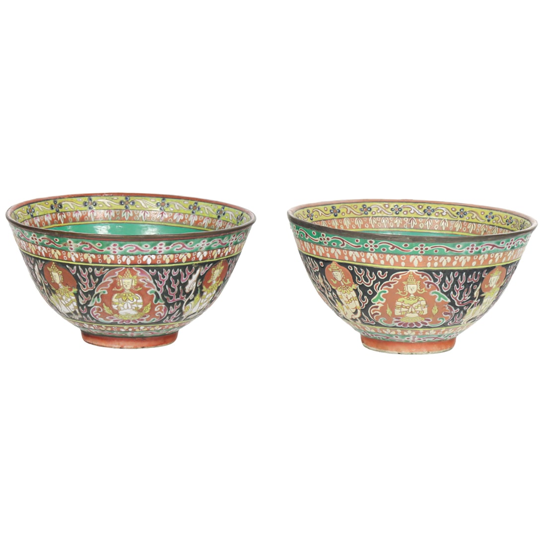 (lot of 2) Chinese Bencharong bowls for the Thai market (1 of 1)