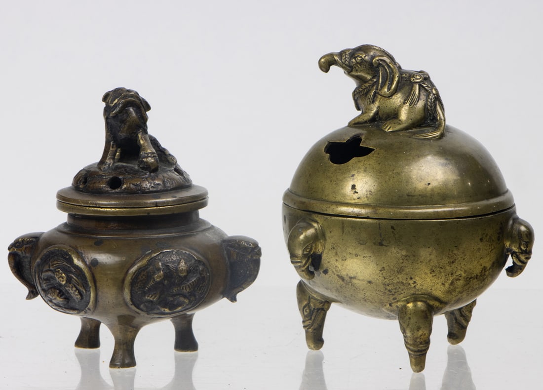 (lot of 2) Chinese bronze tripod censers (1 of 1)