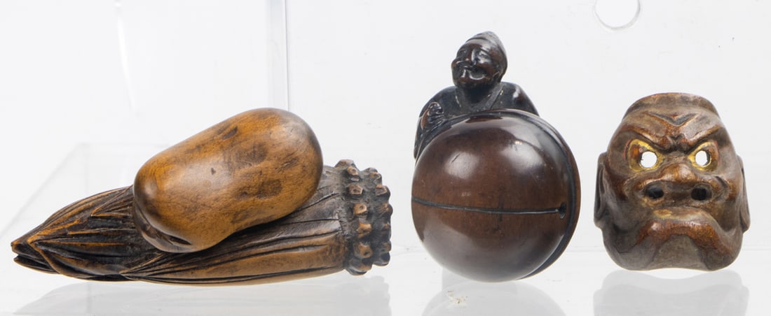 (lot of 3) Japanese boxwood netsuke (1 of 1)