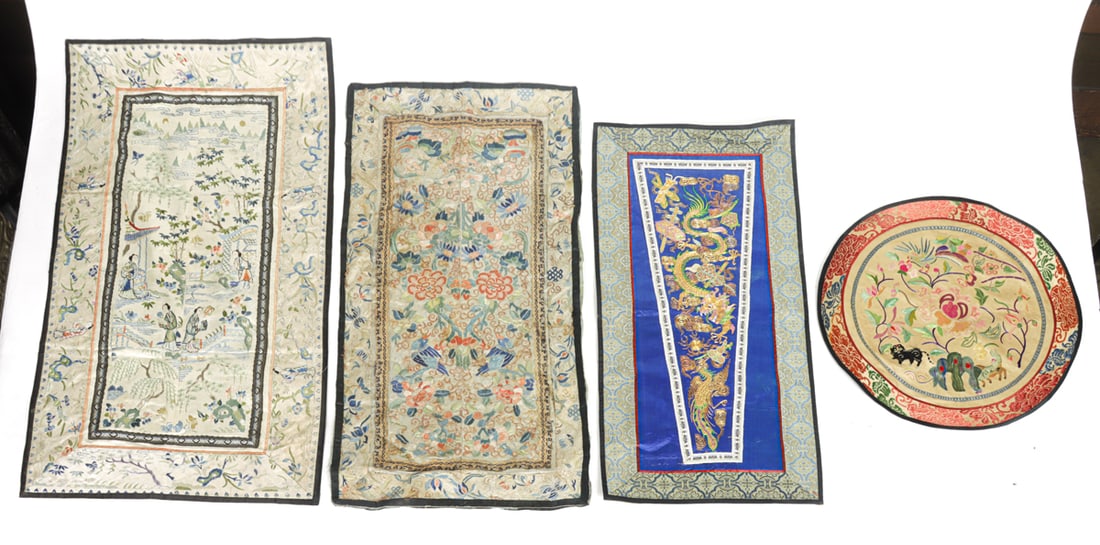 (lot of 4) Chinese embroidered panels (1 of 1)