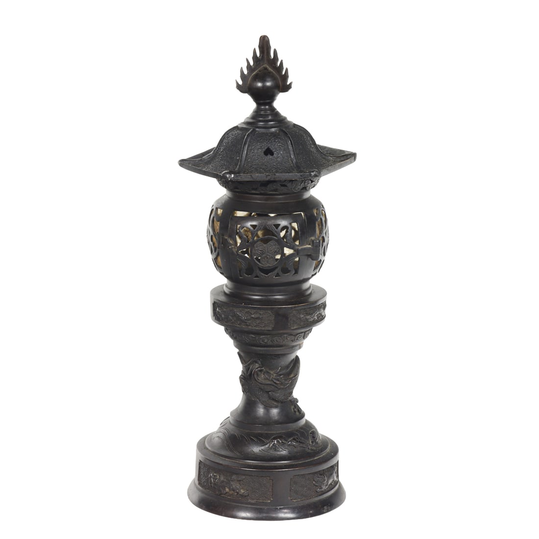 A Japanese patinated bronze lantern (1 of 1)