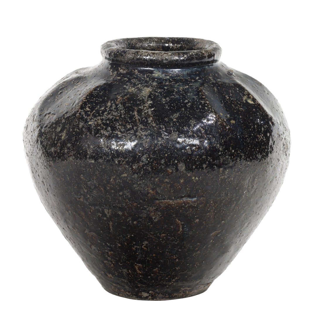 A Japanese black glazed stoneware jar (1 of 1)