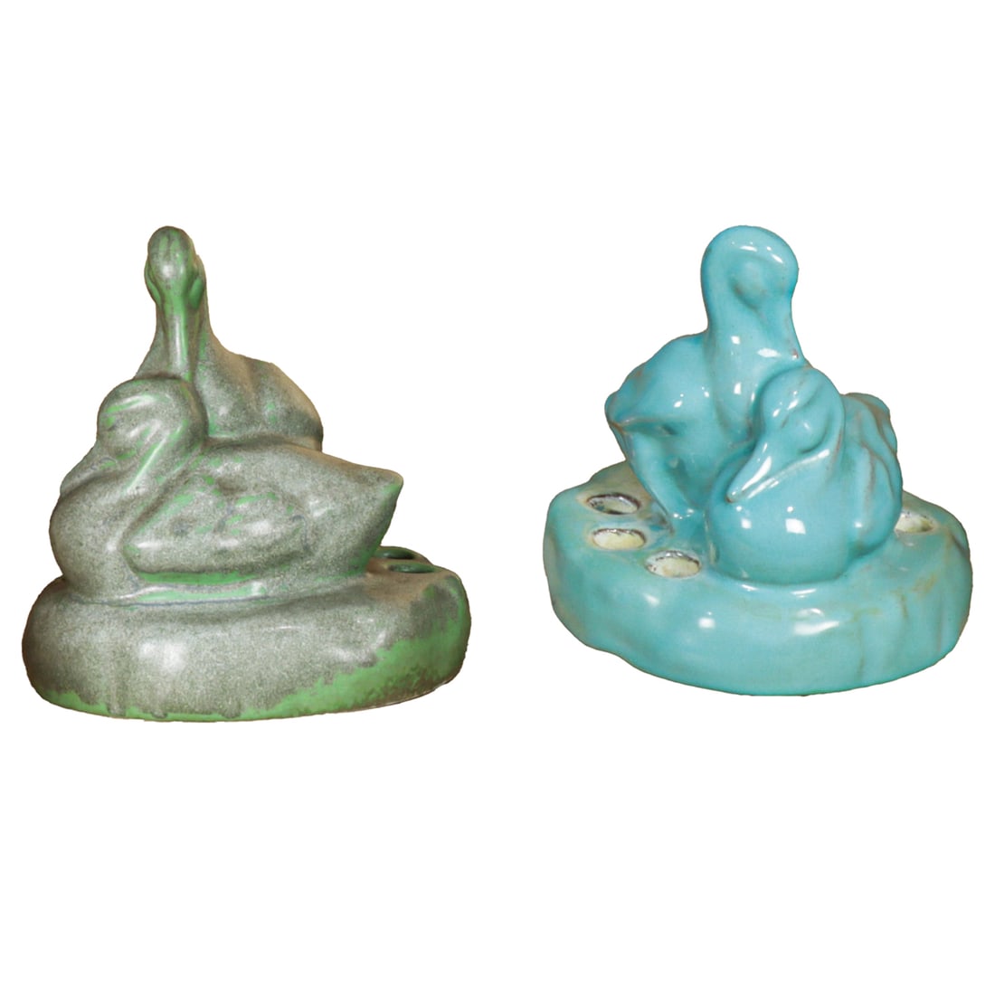 Two California Faience duck form flower frogs (1 of 2)