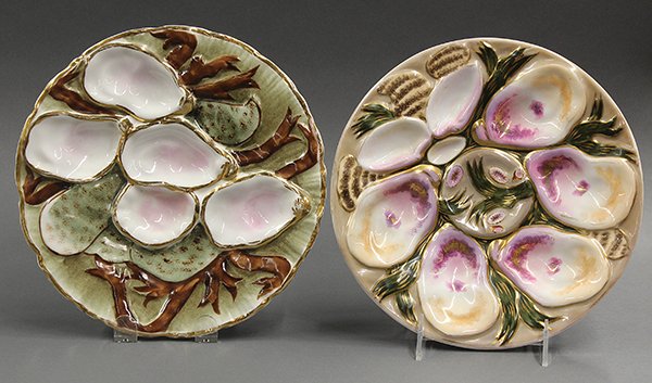 European porcelain oyster plates with five wells, 19th  - 8