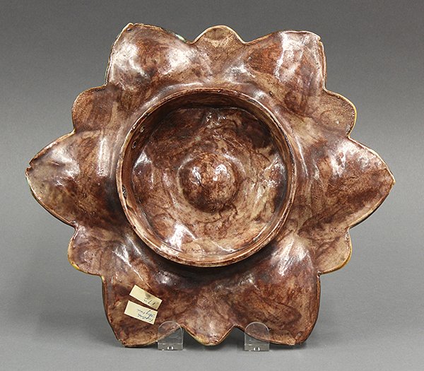 Palissy style majolica fish head oyster plate, 19th cen - 2