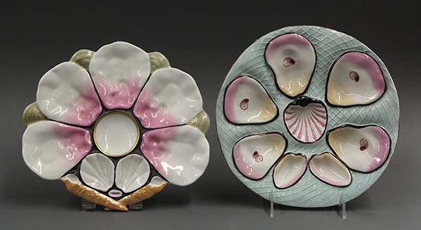 French porcelain five well oyster plates, 19th century