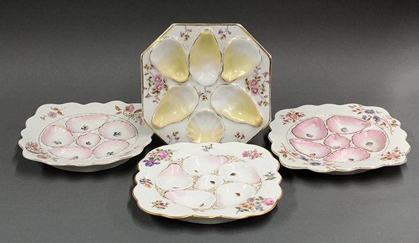 Porcelain oyster plates, 19th century