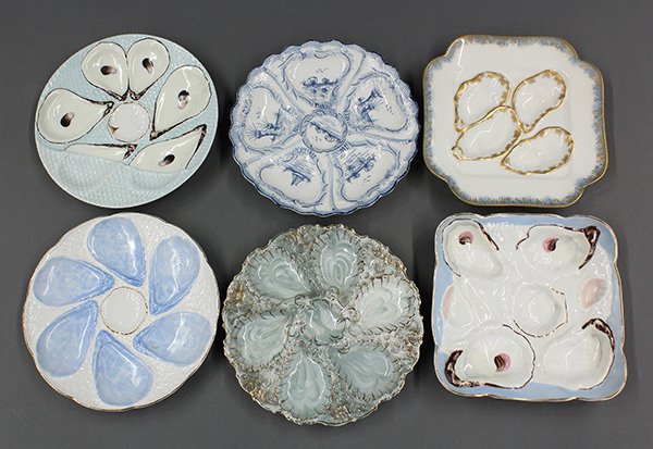 English and Continental porcelain oyster plates, late 