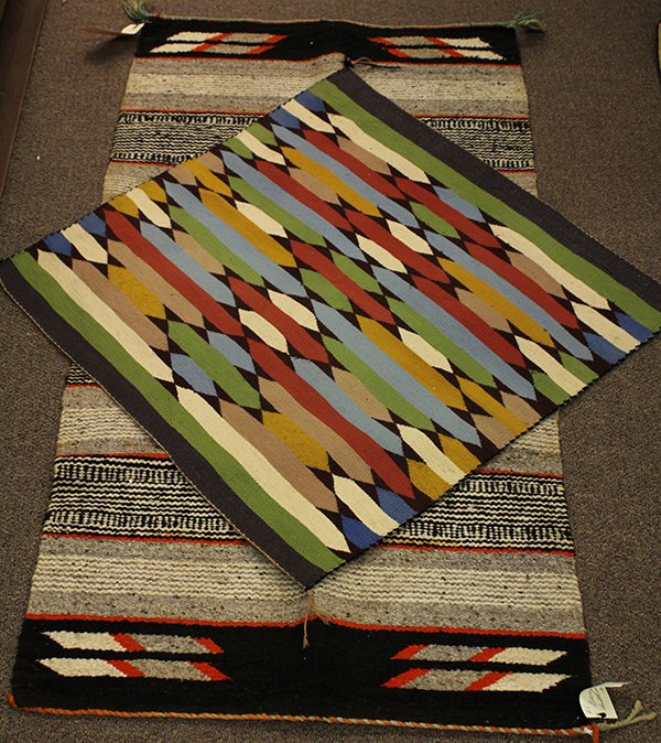 (lot of 2) Navajo rug multi-color hands and Navajo twil - 7