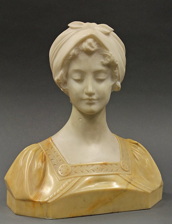 Italian alabaster and marble bust, 19th century