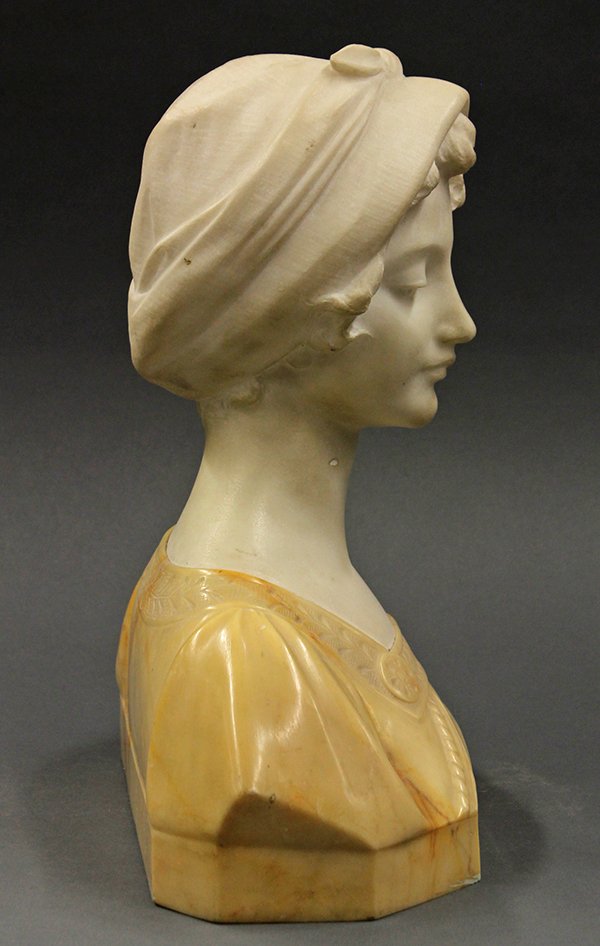 Italian alabaster and marble bust, 19th century - 3